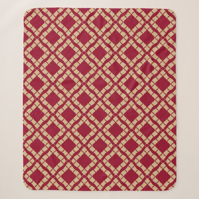 Golden grid geometric seamless pattern in oriental sherpa blanket (Front)