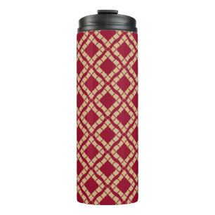 Golden grid geometric seamless pattern in oriental thermal tumbler