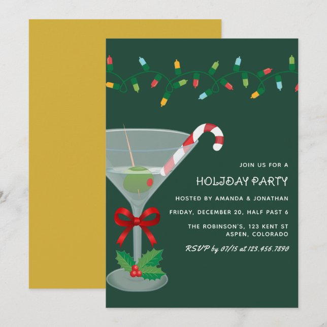 Golden Grove Christmas Holiday Cocktail Party Invitation (Front/Back)