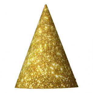 Golden grunge, high-resolution raster illustration party hat