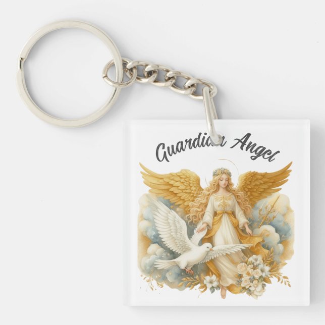 Golden Guardian Angel badge Key Ring (Front)