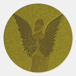 Golden Guardian Angel Classic Round Sticker