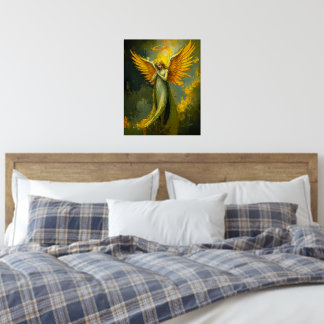 Golden Guardian Angel - Ethereal Digital Painting Foil Prints