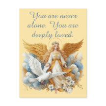 Golden Guardian Angel With White Bird