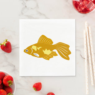 Golden Guppy Fish Cute Tropical Aquarium Fish Napkin
