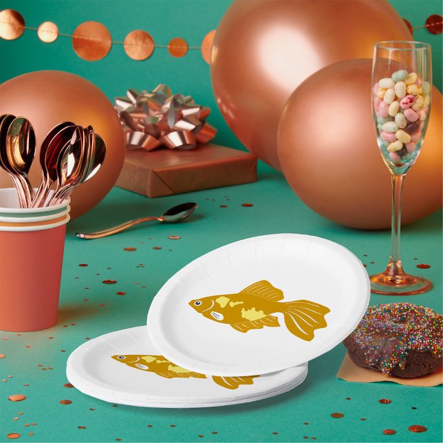 Golden Guppy Fish Cute Tropical Aquarium Fish  Paper Plate (Creator Uploaded)