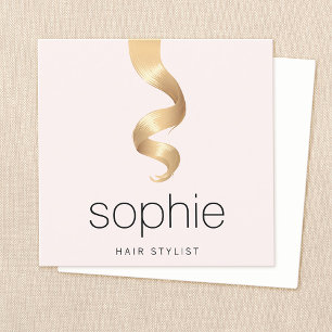 Golden Hair Extension Salon Hairdresser Square Business Card