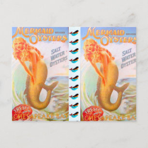 golden hair mermaids postcard
