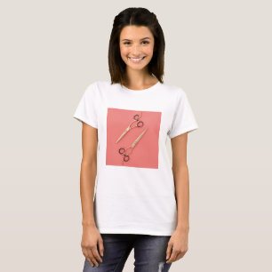 Golden Hair Stylist Scissors Beauty Salon Hairdres T-Shirt