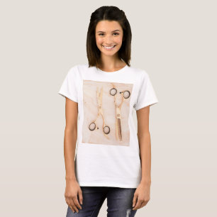 Golden Hair Stylist Scissors Beauty Salon Hairdres T-Shirt