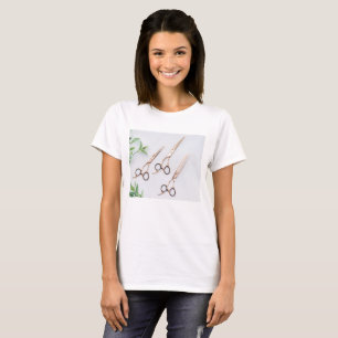Golden Hair Stylist Scissors Beauty Salon Hairdres T-Shirt