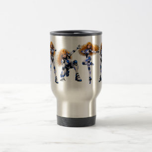 Golden-Haired Robot Woman Travel Mug