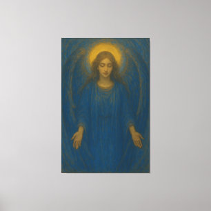 Golden Halo Blessing Angel – Sacred Blue Wing Guar Canvas Print