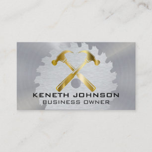 Golden Hammers Saw Construction Business Card