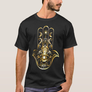 Golden Hamsa Evil Eye Hand of Fatima Yoga Meditati T-Shirt