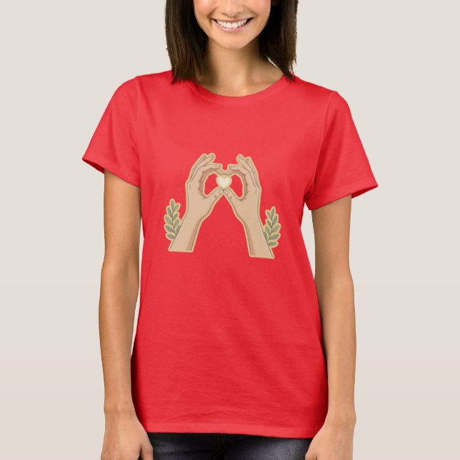 Golden Hands Heart – Cute Family-Friendly Cartoon  T-Shirt (Front)