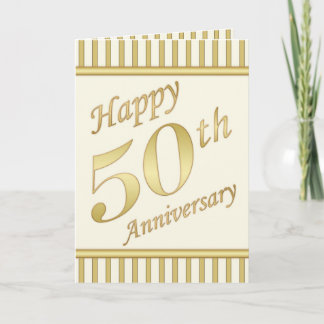 Golden Happy 50th Anniversary Card - Stripes