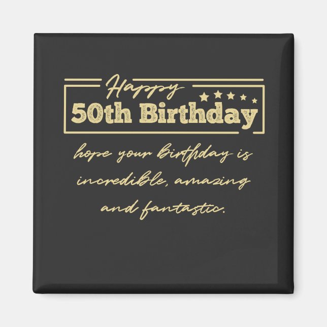 Golden Happy 50th Birthday wishes Magnet (Front)