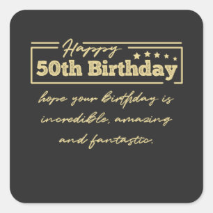 Golden Happy 50th Birthday wishes Square Sticker