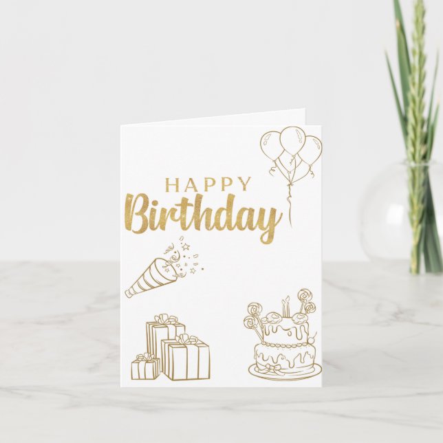 Golden Happy Birthday Card (Front)