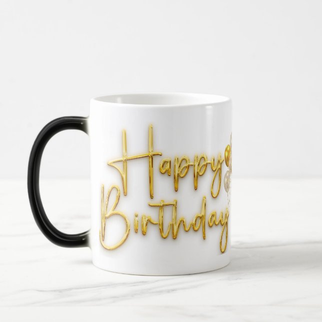 Golden Happy Birthday Mug (Left)