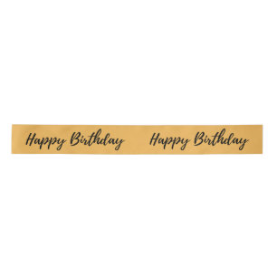 Golden ''Happy Birthday'' Printed Ribbon Roll Satin Ribbon