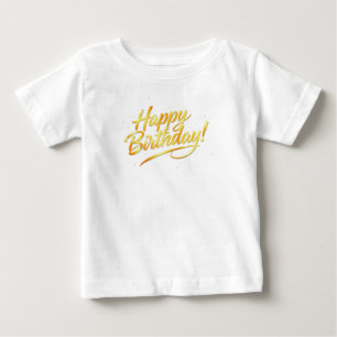 Golden Happy Birthday Typography Baby T-Shirt
