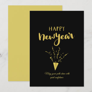 Golden Happy New Year Celebration Card