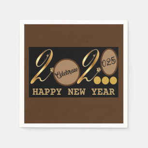 Golden happy new year napkin