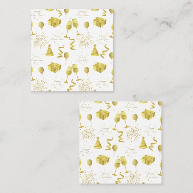 Golden Happy New Year Pattern Card (Front/Back)
