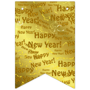 golden happy new years text bunting
