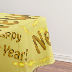 golden happy new years text tablecloth