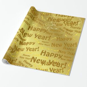 golden happy new years wrapping paper