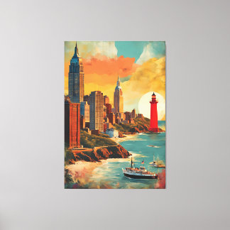 Golden Harbour Skyline Canvas Print