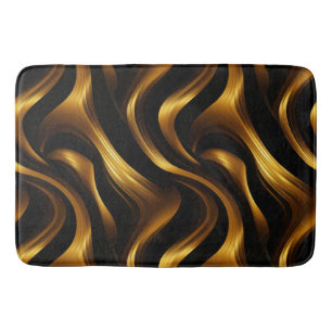 Golden Harmony: Abstract Stripes in Luxe Gold Bath Mat