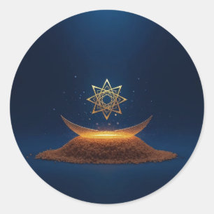 Golden Harmony – Shree Yantra’s Divine Resonance Classic Round Sticker