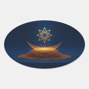Golden Harmony – Shree Yantra’s Divine Resonance Oval Sticker