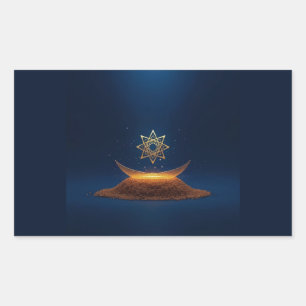 Golden Harmony – Shree Yantra’s Divine Resonance Rectangular Sticker