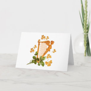 Golden Harp and Shamrocks Of Ireland Card