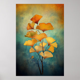Golden Harvest: AI-Inspired Fall Colour Ginkgo Bra Poster
