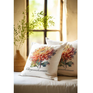 Golden Harvest Chrysanthemum, custom Cushion