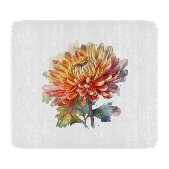 Golden Harvest Chrysanthemum Cutting Board (Front)
