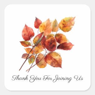 Golden Harvest Leaves: Fall Watercolor, custom Square Sticker