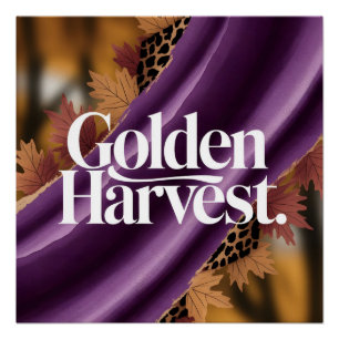 Golden Harvest Luxury Purple Silk Autumn Design Poster