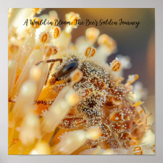 Golden Harvest: Macro Bee in Bloom Poster