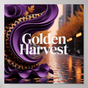 Golden Harvest Purple Leopard Fall Luxury Design Poster