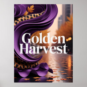 Golden Harvest Purple Leopard Fall Luxury Design Poster