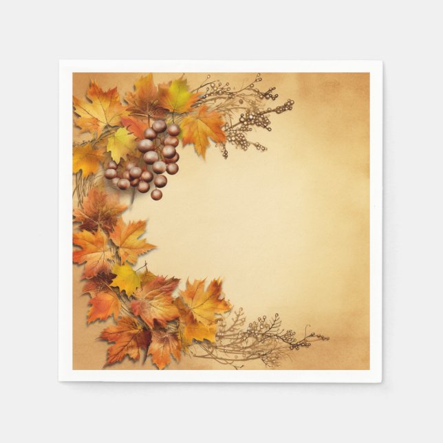 Golden Harvest Treasures: Wreath Harvest Napkin (Front)