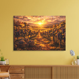 Golden Harvest Vineyard Grapes Wine Wall Art