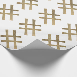 Golden Hashtag Wrapping Paper